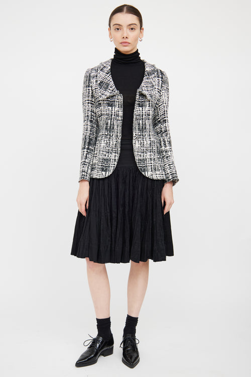 Prada Black 
White 2011 Tweed Blazer