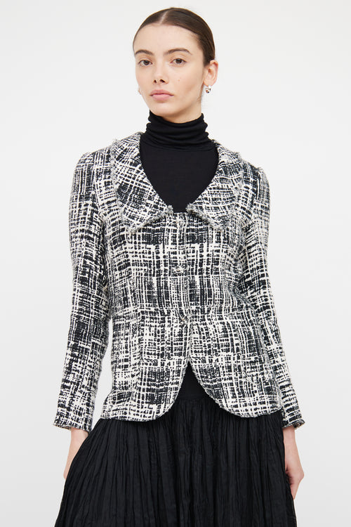 Prada Black 
White 2011 Tweed Blazer