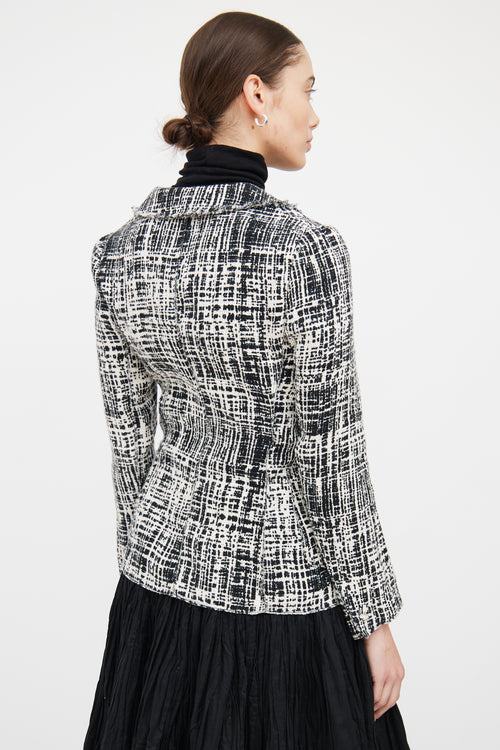 Prada Black 
White 2011 Tweed Blazer