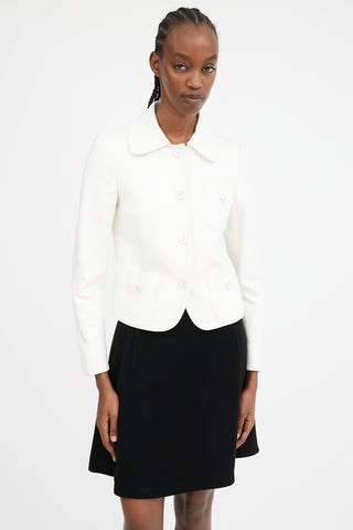 White Cotton Three Pocket Jacket