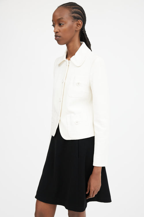 White Cotton Three Pocket Jacket