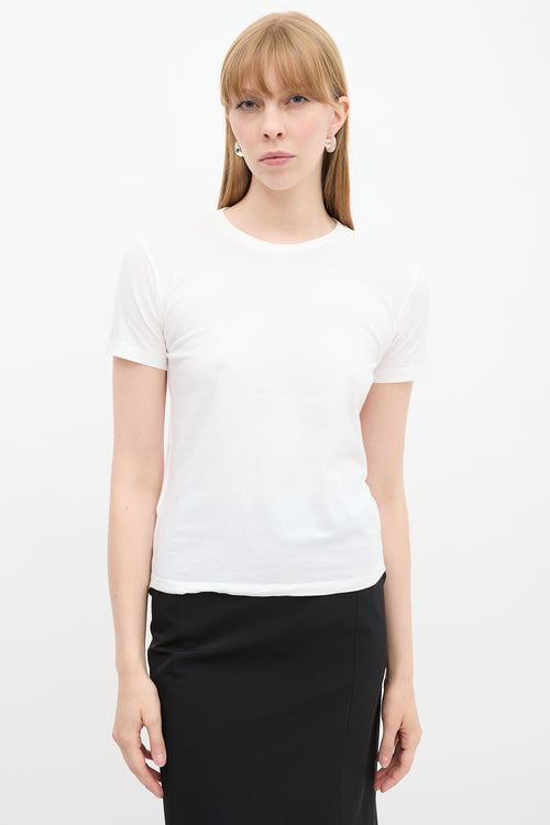 Prada White Cotton Triangle Patch T-Shirt