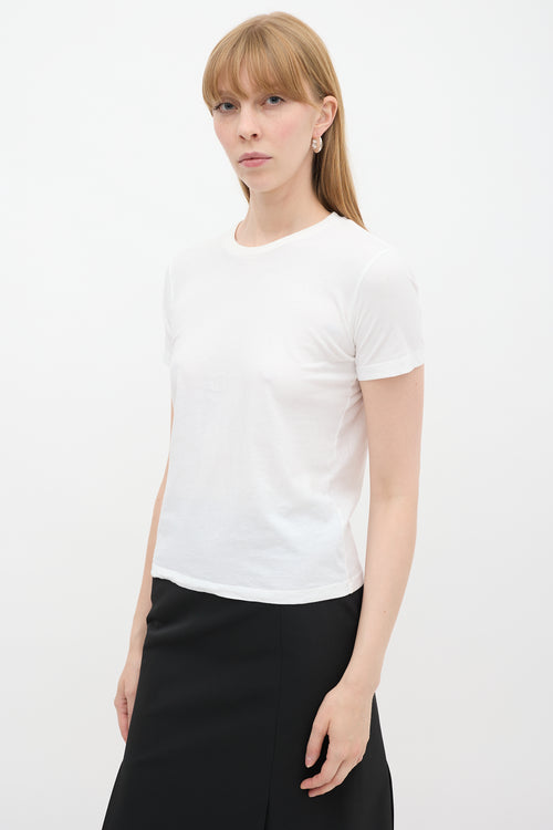 Prada White Cotton Triangle Patch T-Shirt