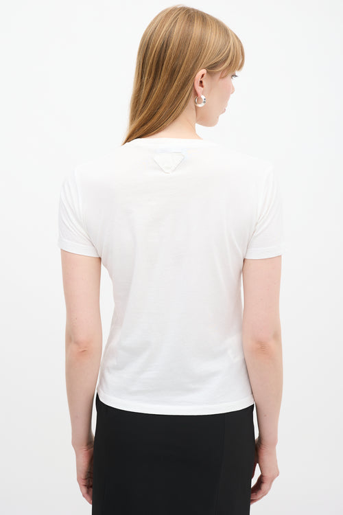 Prada White Cotton Triangle Patch T-Shirt