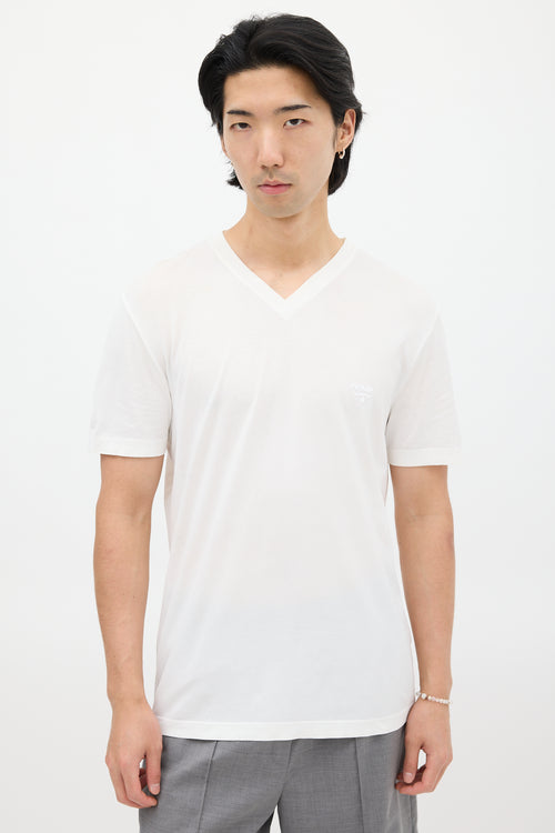 Prada White Embroidered Logo T-Shirt