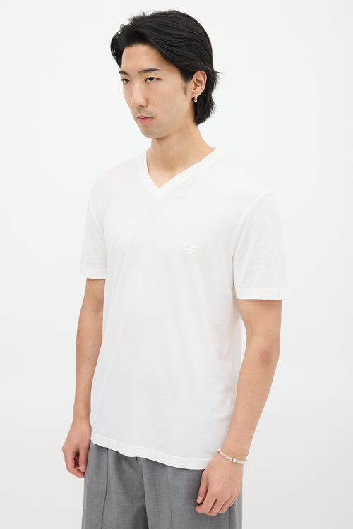 Prada White Embroidered Logo T-Shirt