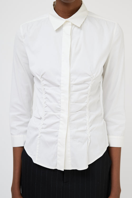 Prada White Folded Detail Shirt