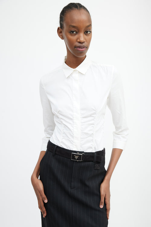 Prada White Folded Detail Shirt