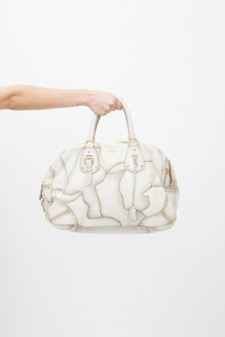 Prada White 
Gold Patchwork Leather Bag