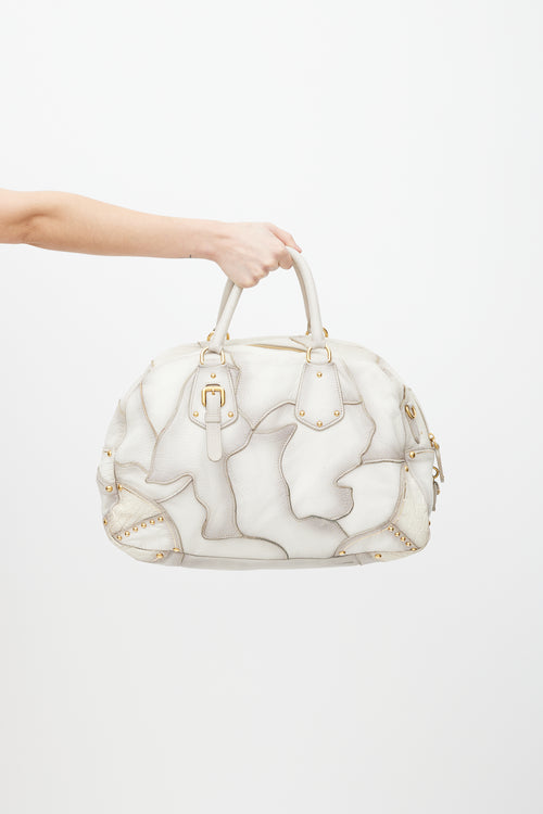 Prada White 
Gold Patchwork Leather Bag