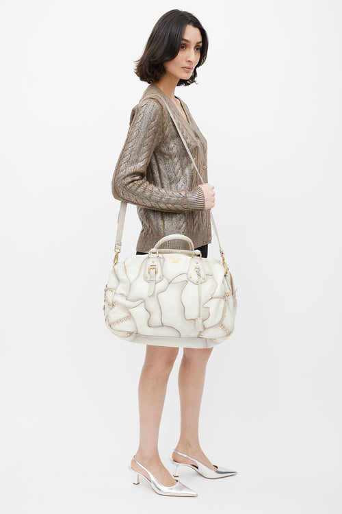 Prada White 
Gold Patchwork Leather Bag