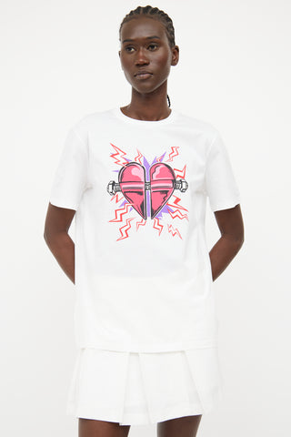 Prada White Chest Graphic  T-shirt