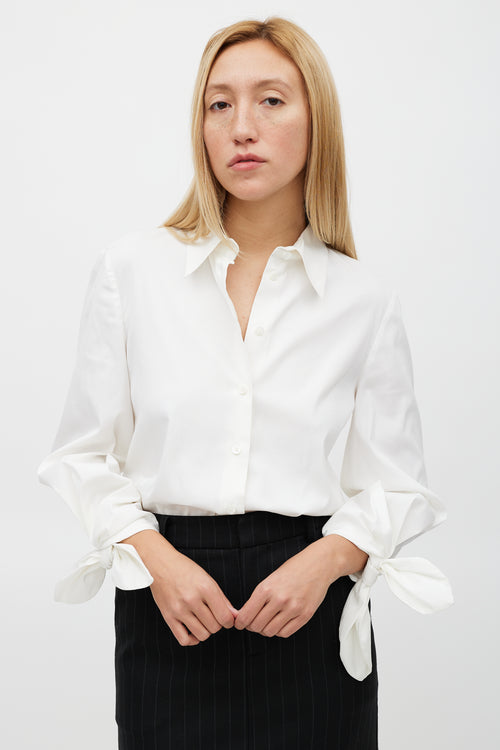 Prada White Knotted Shirt