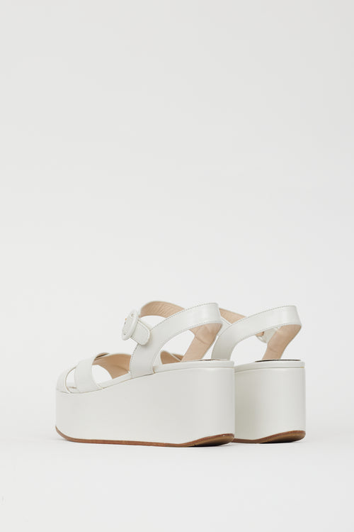 Prada White Leather Strappy Sandal