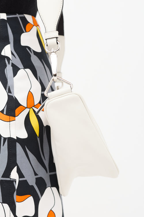 Prada White Leather Triangle Shoulder Bag