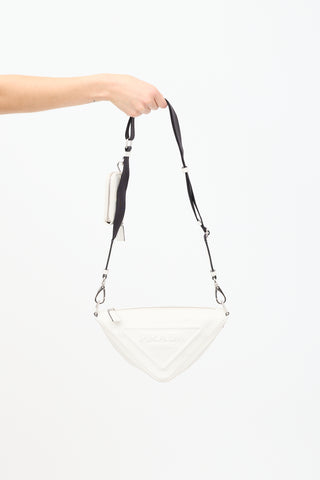 Prada White Leather Triangle Shoulder Bag