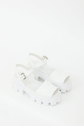 Prada White Patent 
Rubber Extralight Platform Sandal