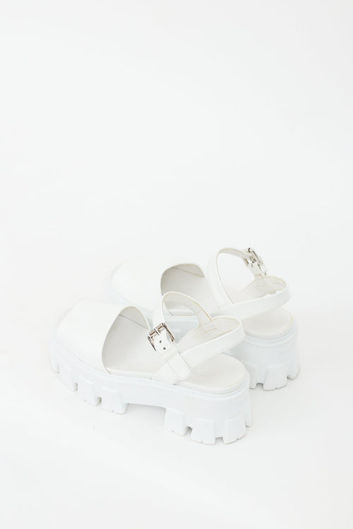 Prada White Patent 
Rubber Extralight Platform Sandal