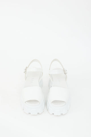 Prada White Patent 
Rubber Extralight Platform Sandal