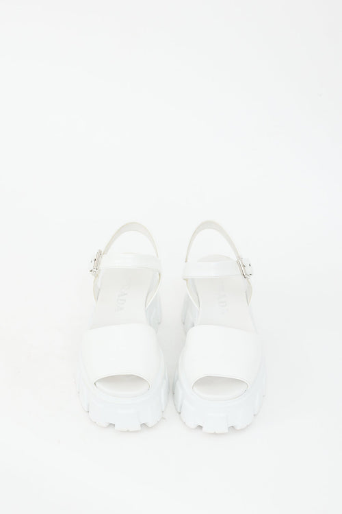 Prada White Patent 
Rubber Extralight Platform Sandal