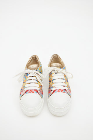 Prada White 
Multicolour Floral Brocade Sneaker