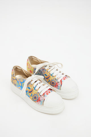 Prada White 
Multicolour Floral Brocade Sneaker