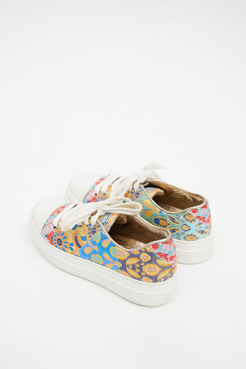 Prada White 
Multicolour Floral Brocade Sneaker