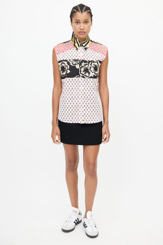 Prada White 
Multicolour Studded Print Shirt