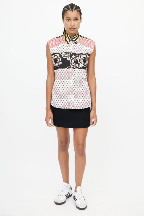 Prada White 
Multicolour Studded Print Shirt