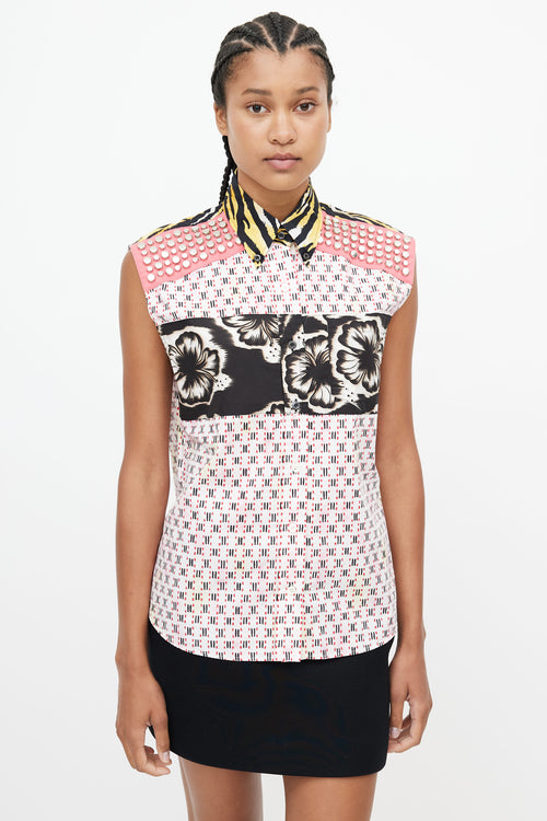 Prada White 
Multicolour Studded Print Shirt