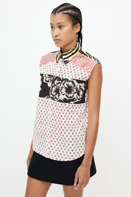 Prada White 
Multicolour Studded Print Shirt