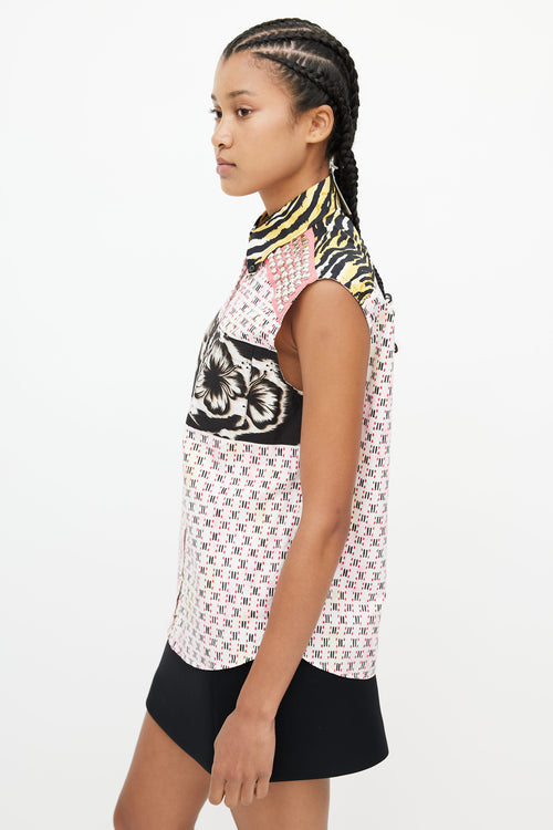 Prada White 
Multicolour Studded Print Shirt