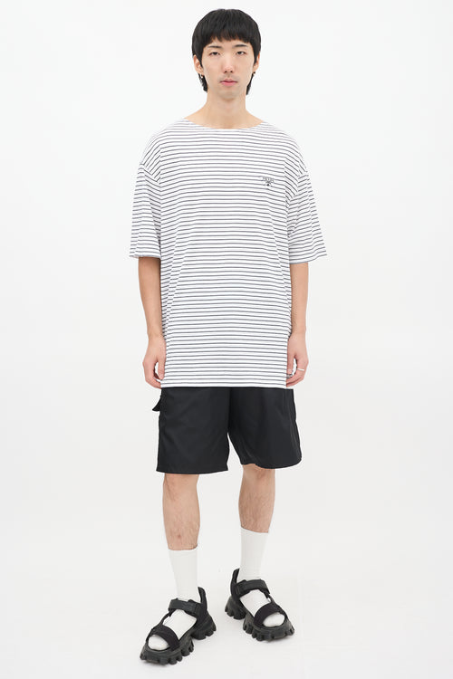 Prada White 
Navy Striped Oversized T-Shirt