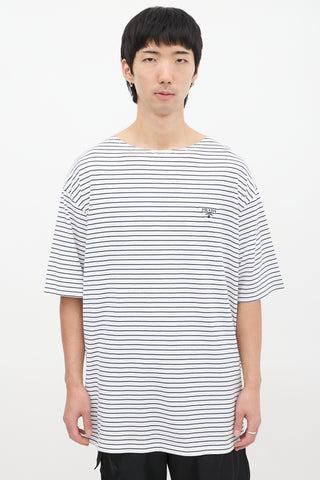 Prada White 
Navy Striped Oversized T-Shirt