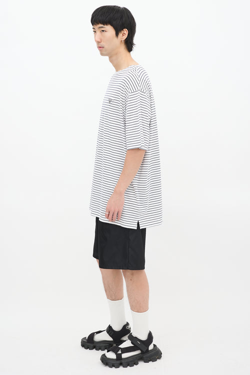 Prada White 
Navy Striped Oversized T-Shirt