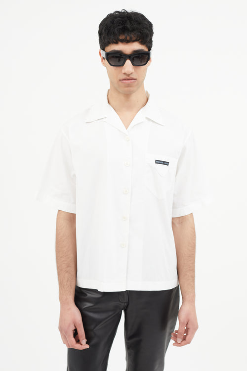 Prada White Poplin Logo Shirt