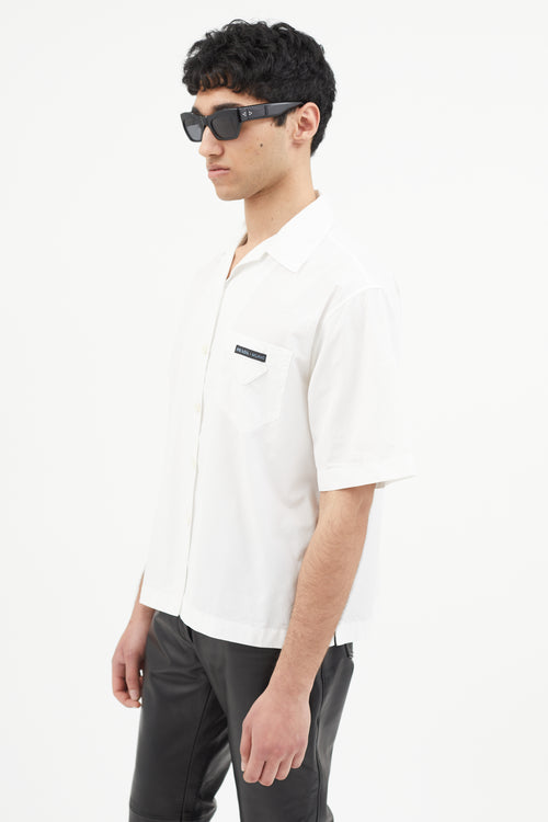 Prada White Poplin Logo Shirt