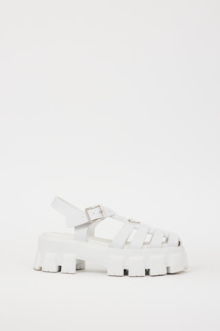 Prada White Rubber Monolith Chunky Cage Sandal