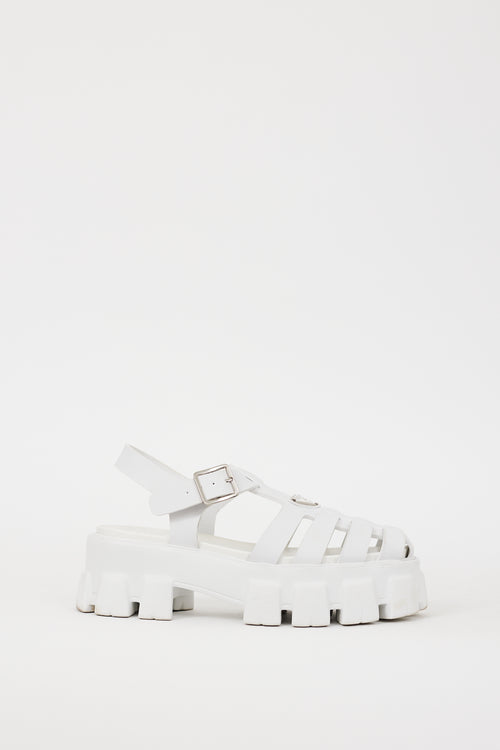 Prada White Rubber Monolith Chunky Cage Sandal