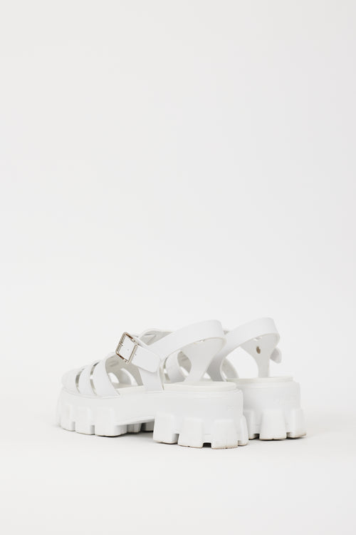 Prada White Rubber Monolith Chunky Cage Sandal