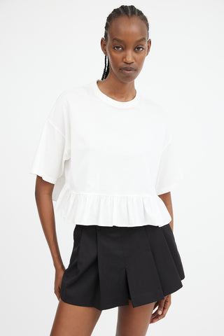 White Ruffled Hem T-Shirt