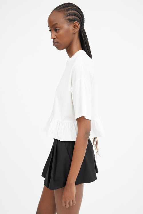 White Ruffled Hem T-Shirt