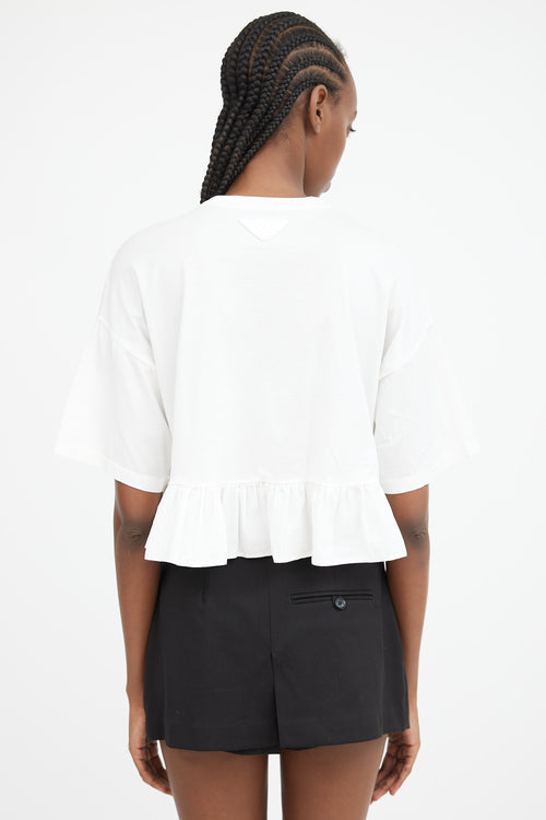 White Ruffled Hem T-Shirt