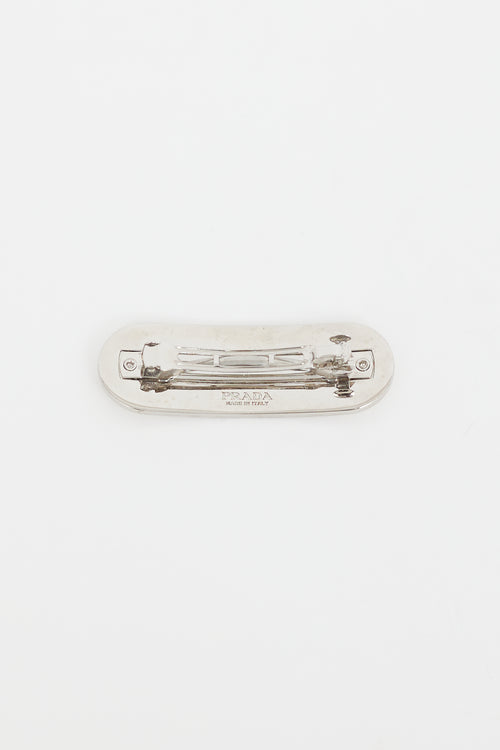 Prada White 
Silver Metal Hair Clip