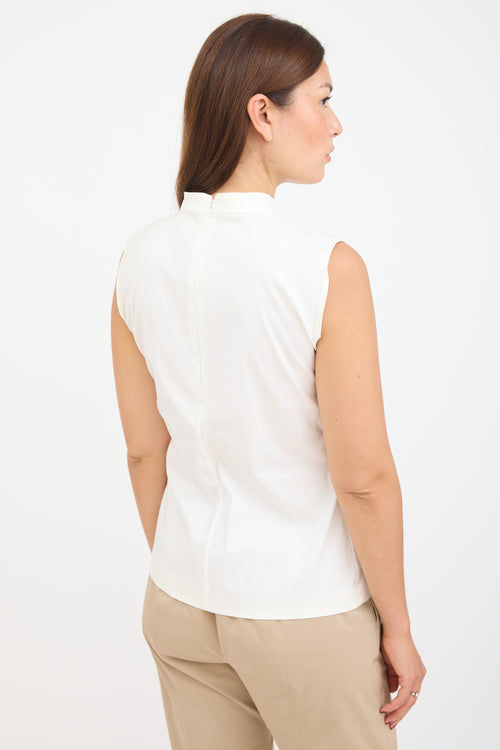 Prada White Sleeveless Mock Neck Top