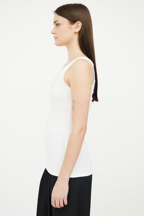 Prada White Ribbed Knit Jersey Tank