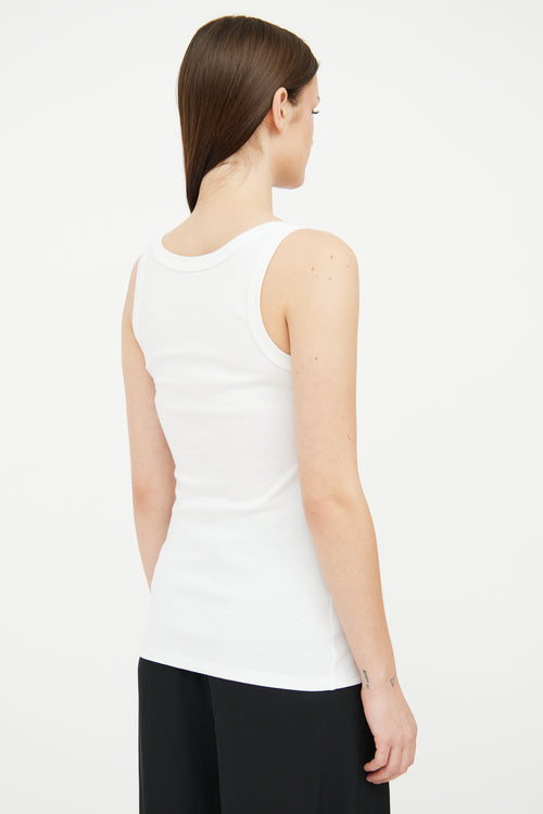 Prada White Ribbed Knit Jersey Tank