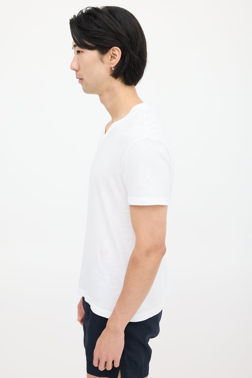 Prada White V-Neck Logo T-Shirt