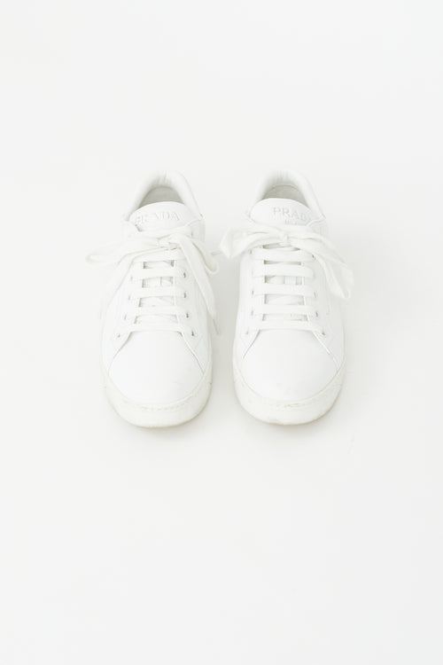 Prada White Leather Sneaker