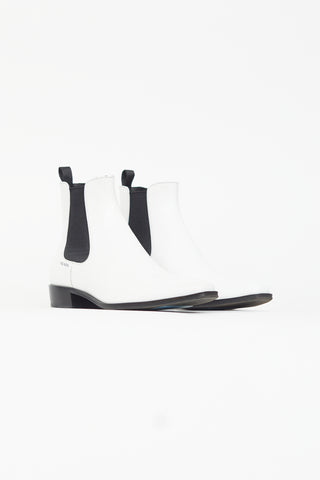 Prada White Leather Chelsea Boot